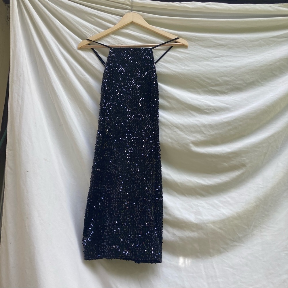 Express black sequin fitted formal dress, size small